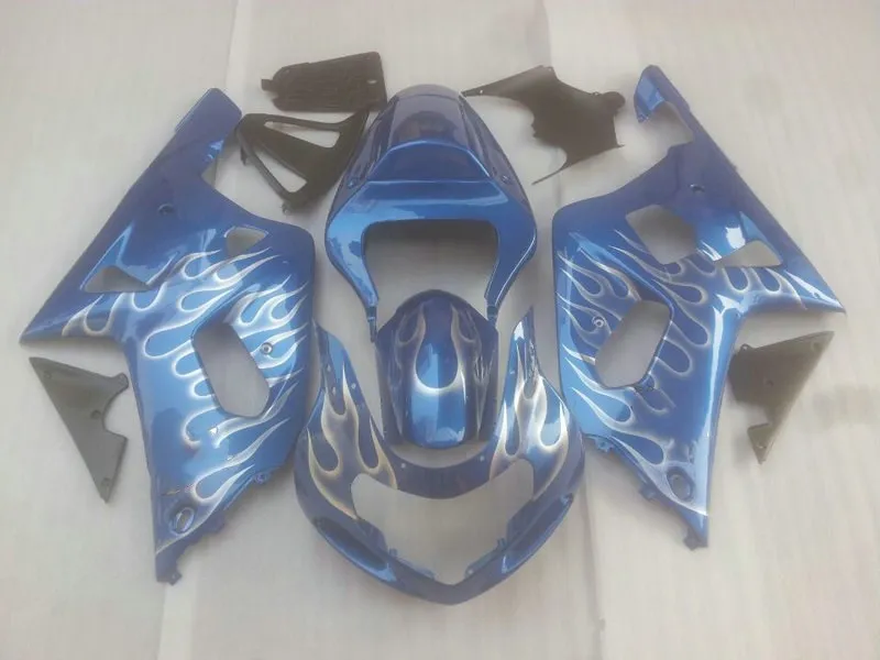 Набор обтекателей мотоцикла для GSXR600 750 01 02 03 GSXR 600 GSXR750 2001 2002 2003 серебряное пламя