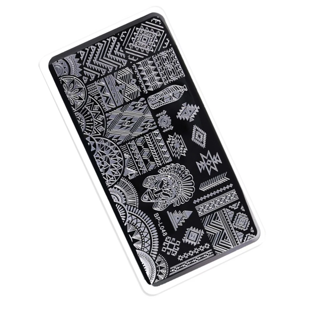 Примеры глубины гравировки по ногтей Stamp Plate 3D прямоугольник с геометрическим узором Дизайн ногтей гель лак пластины для стемпинга