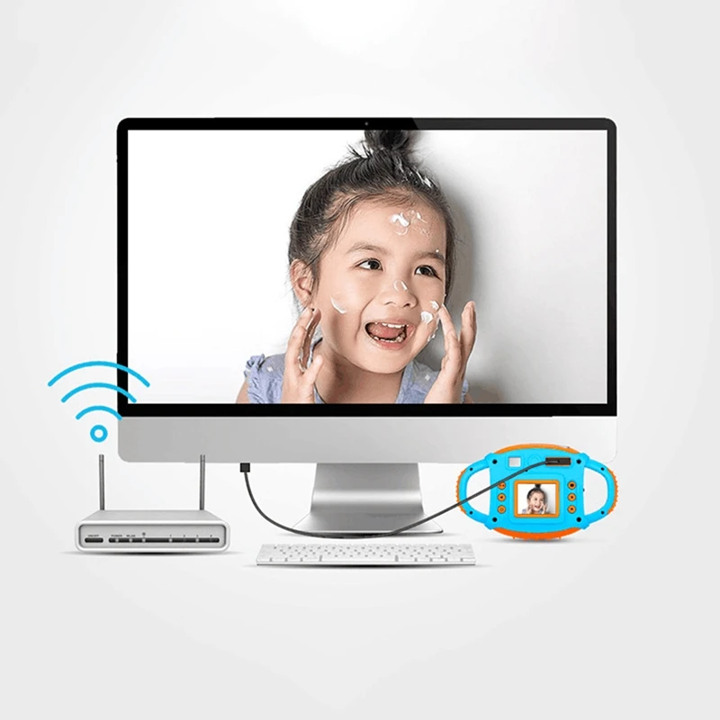 1080P Детская цифровая камера 1,5 дюймов с цветным экраном, детская WiFi камера, многофункциональная детская HD цифровая камера с мультипликационным принтом