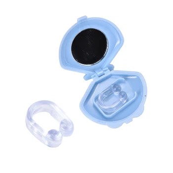 

1Pc Blue Color Silicon Stop Snoring Nose Clip Anti Snore Sleep Apnea Aid Device Night Tray Anti Snore Clip(With Blue Case)