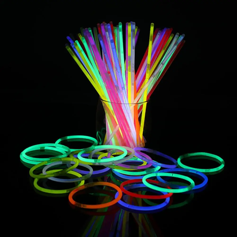 100Pcs Glow Sticks Luminous Deformable Plastic Extra Long Life Fluorescence  Bracelets for Party Decor