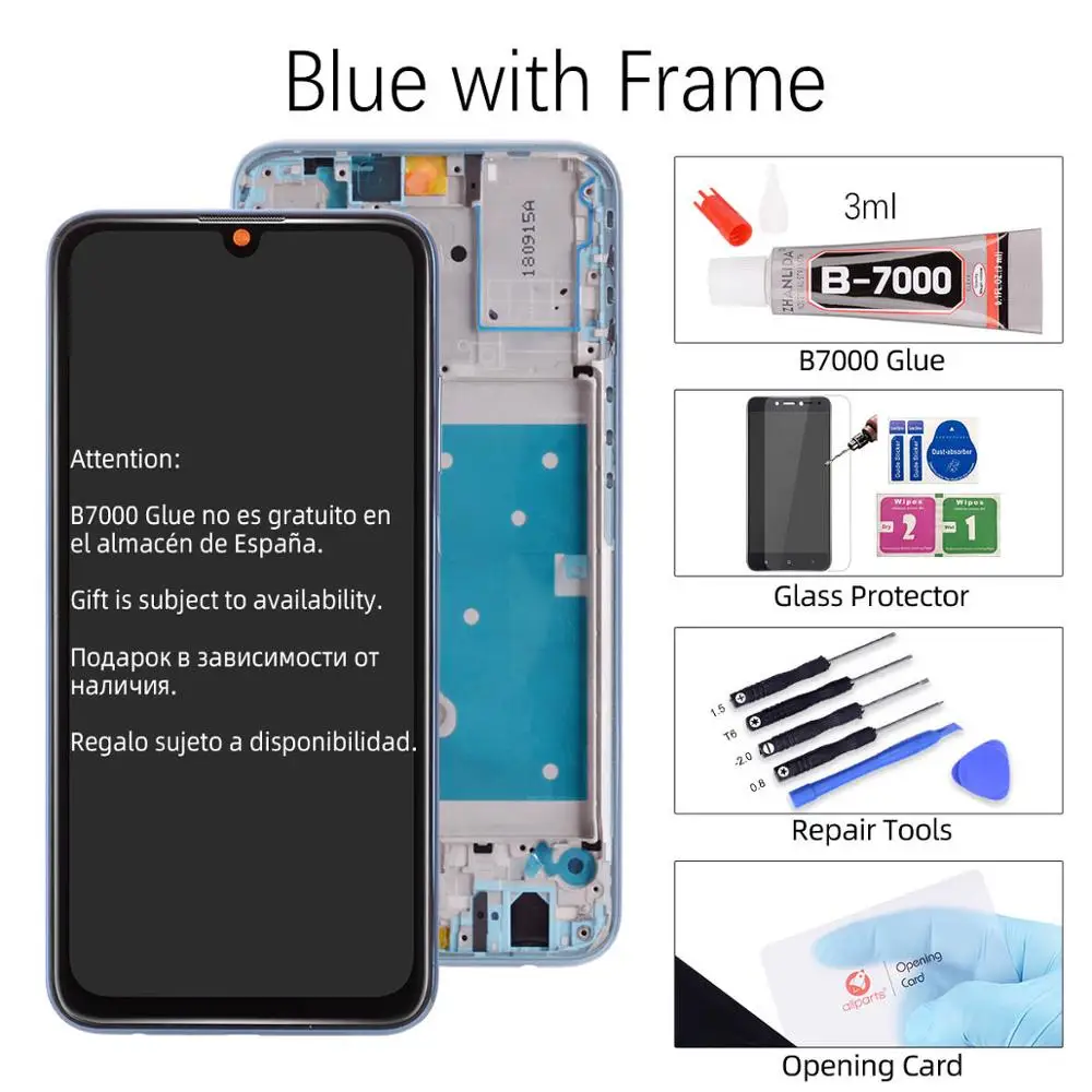 Дисплей для huawei Honor 10 Lite, ЖК сенсорный экран, дигитайзер с рамкой для huawei Honor 10 Lite, дисплей 6,21 дюйма, HRY-LX1 H - Цвет: Blue with Frame