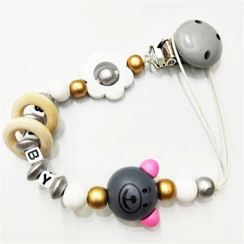 

Baby Pacifier Clip Chain Infant Boys Girls Cute bead Letters Toys Teether Pacifier Chain Holder Baby Nipple Feeding new