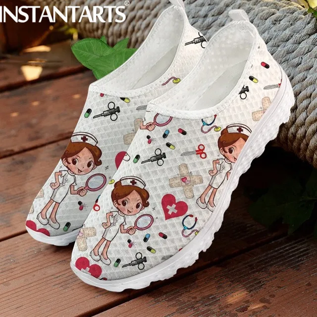 INSTANTARTS Women's Shoes Breathable Nurse Flats Sneaker Ladies Shoes Cartoon Surgical Fairy Brand Design Summer Female Shoes 