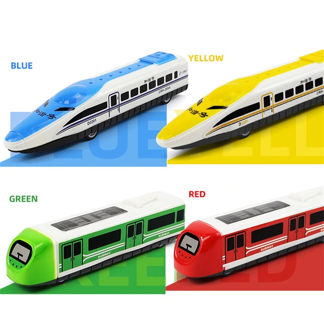 4PCS Train Model Toys Random Color Pull Back Children Dolls Kids Plastic High-Speed Rail Trains Educational Toy Puzzle Gifts 4