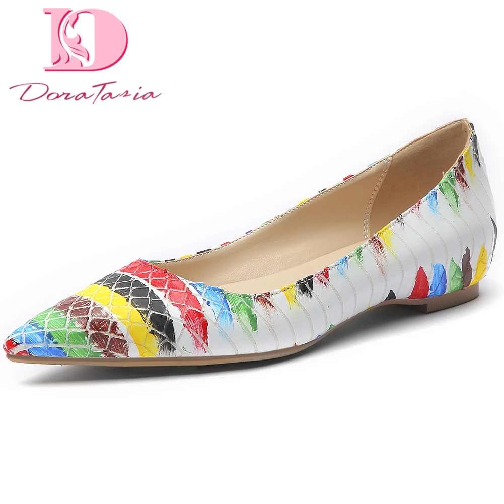 

Doratasia 2020 dropship sexy big size 45 pointed toe slip on print customized women summer shoes woman flats