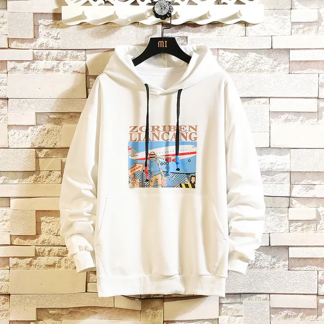 Autumn Spring Print Stulls Hoodie Sweatshirt Mens Hip Hop Pullover Streetwear Casual Fashion Clothes Plus Asian Size M-5XL - Цвет: W19168  ASIAN SIZE 6