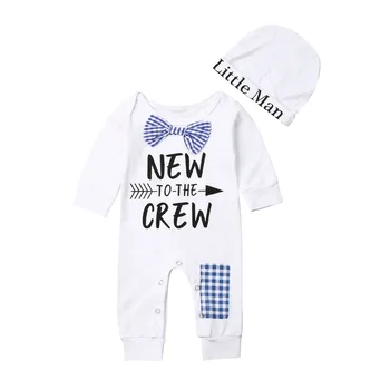 

Pudcoco 0-6M Newborn Baby Boys Rompers Hats 2pcs Cotton Little Man Romper Jumpsuit Clothes Long Outfits Set Summer 2020