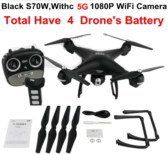 Black 5G S70W 4B SJRC S70W Follow Me gps RC Дрон Квадрокоптер вертолет с 2,4g 5g 1080P HD широкоугольный Регулируемый Wifi Fpv камера V f11pro Дрон - Цвет: Black 5G S70W 4B