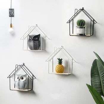 

Nordic Wrought Iron Wall Decorations Shelf Simple Small House Iron Mesh Partition Iron Wall Hanging Home Decoration Accessories