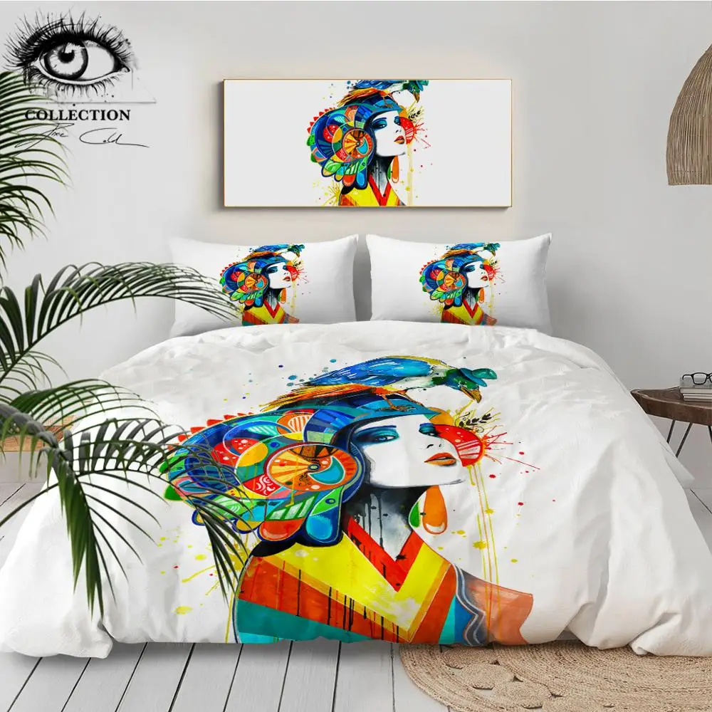 Aztec By Pixie Cold Art Bedding Set For Adults Watercolor Duvet