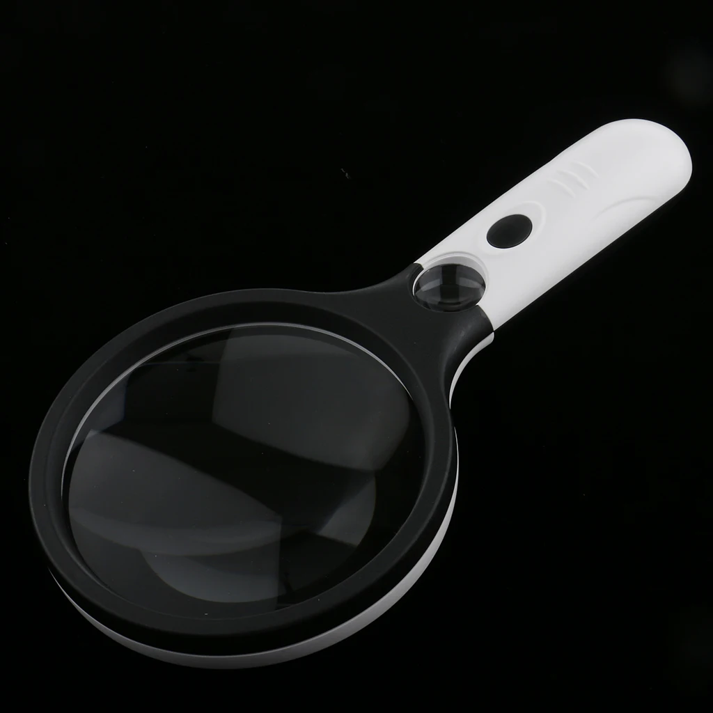 4 LED Light Magnifying Glass Magnifier Lens Reading Map Jewelry Loupe 2X
