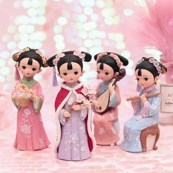 

1pc Chinese Princess Doll Ornament Resin Art Figurine Qing Dynasty Decoration Royal Style Adornment Desktop Decoration