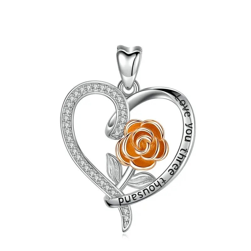 only pendant Eudora, Стерлинговое Серебро 925 пробы, цвет шампанского, золотой, розовый, ожерелье с подвеской, с кубическим цирконием ААА, модная Цветочная бижутерия для женщин, D463-2 - Окраска металла: only pendant