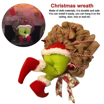 

Party Decoration Window Thief Design Christmas Wreath Indoor Outdoor Reusable Cloth Artificial Festival DIY Holiday Door Hanging