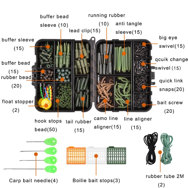 Carp fishing accessories Kit Matte carp swivels Soft Anti tangle sleeve  carp fishing connector terminal fishing