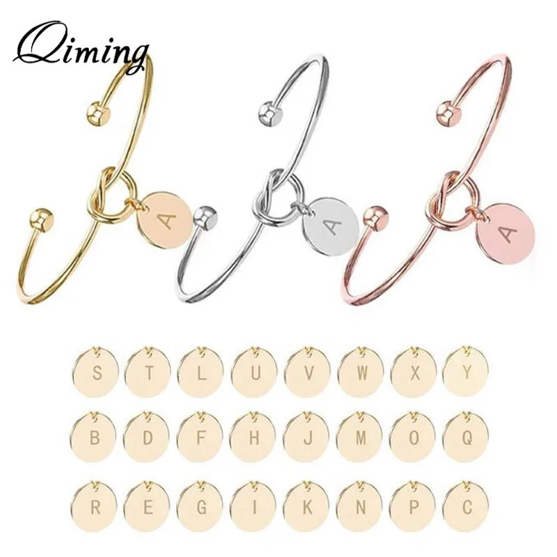 

Personalized Knot Initial Bracelets Bangles Girls A-Z 26 Letters Initial Charm Bracelet Love Bangles for Women Jewelry Pulseiras
