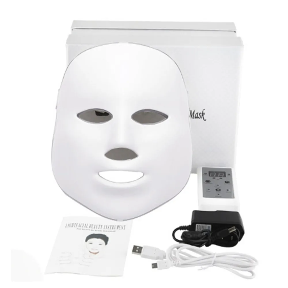 Светодиодный Фотофон, электрическая светодиодный маска для лица, 7 цветов, светильник, уход за кожей, омоложение, против морщин, акне, терапия, салонный инструмент, спа