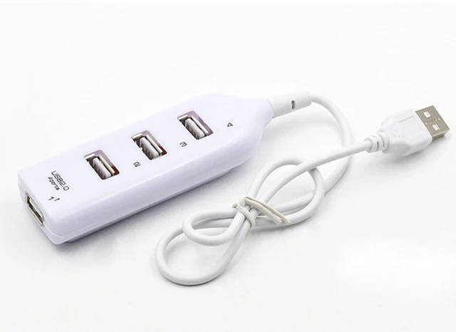 Mini USB Hub 2.0 Multi-USB High Speed Hub Splitter 4-Port USB Hub Adapter for PC Notebook Laptop Receiver Computer Accessories White
