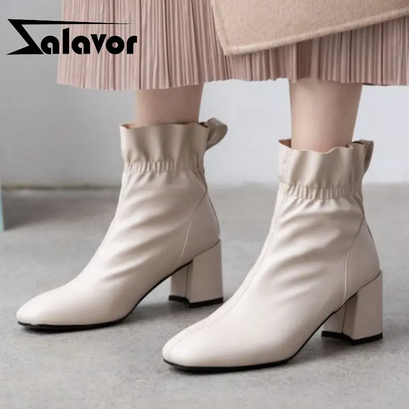 ZALAVOR/Новые популярные женские ботильоны эластичная обувь без шнуровки Женская