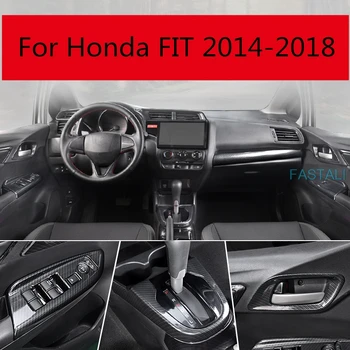 

For Honda FIT JAZZ 2014-19 car complete set of carbon fiber interior decoration accessories gear position panel decorative patch