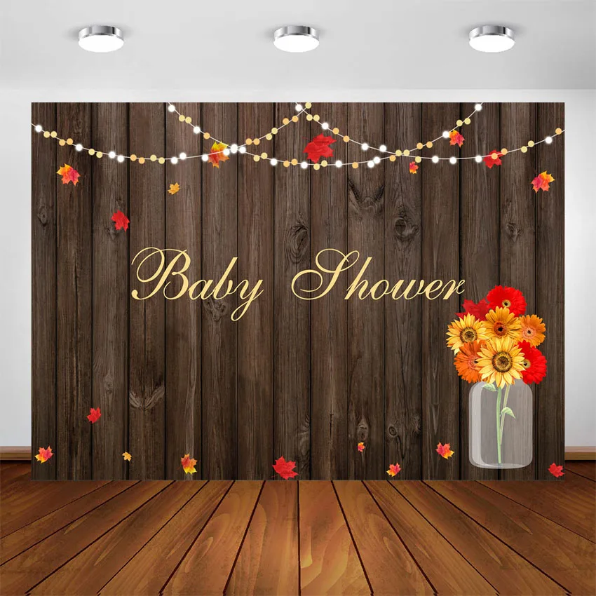 Осень Baby Shower фон для фотографии Пол нейтральный с изображением деревянной