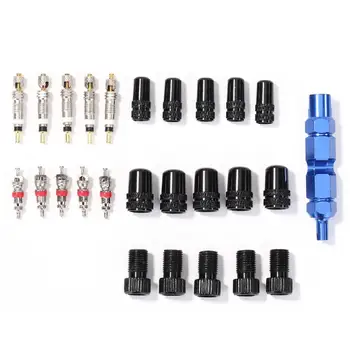 

26pcs/set Bicycle Tire Schrader Presta Durable Valve Cores+Caps+Adapters+Remover Tool Tyre Bicycle Repair Kit Accessory