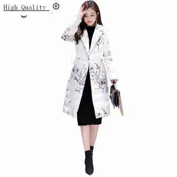 

2020 Fashion Women's Down Jacket 90% Duck Down Coat Female Ladis Long Floral Parka Thick Warm Doudoune Femme Hiver 81015