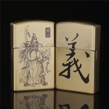 

Guan Yu gas lighter Inflatable Fashion cigarette Metal lighters Windproof smoking Grinding Wheel Lighter Outdoor Tools