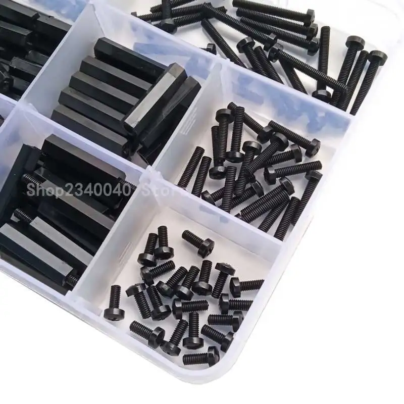 260Pcs/Set M3 Nylon Hex Spacers Screw Nut Stand-off Plastic Parts Plastic Standoff Set nuts, PCB board height hexagon spacer kit