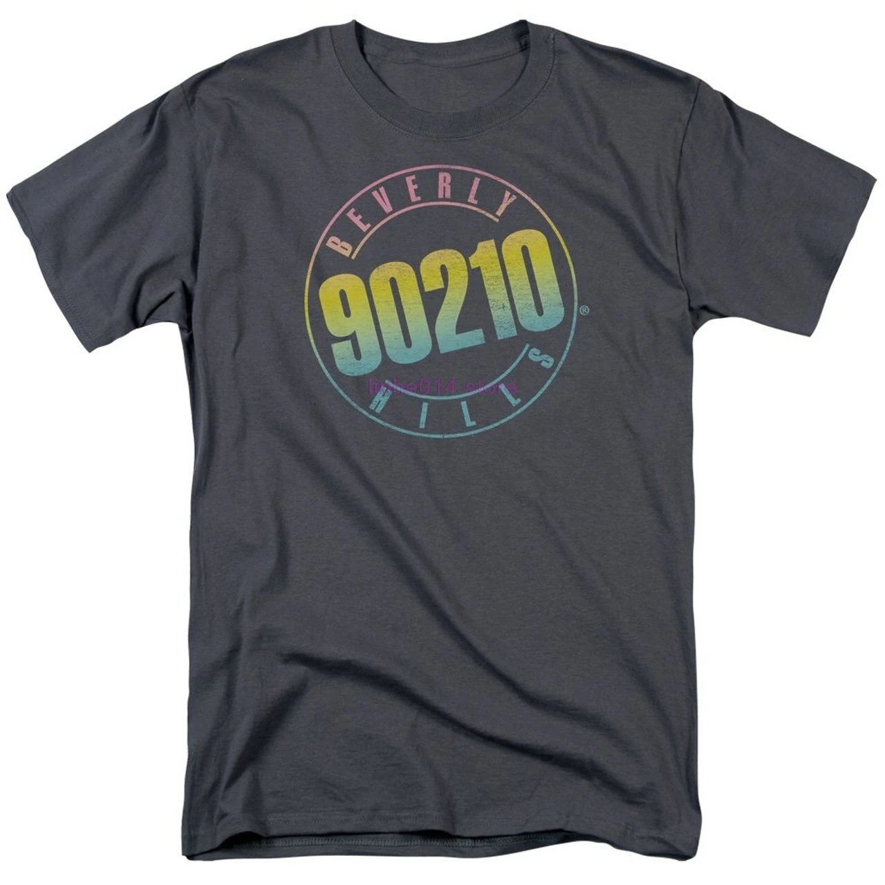 Zymtees Беверли Хиллз 90210 цветной логотип 80s Cbs футболка для ТВ-шоу 8972 | Мужская одежда