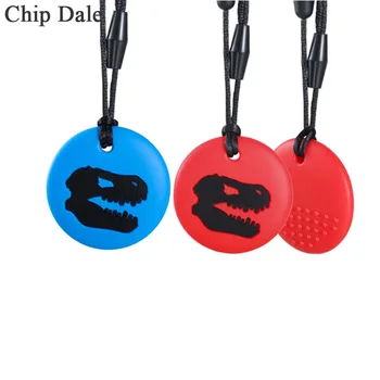 

Chip Dale 5pcs Dinosaur Skull Necklace Baby Silicone Teethers Teething Pendant Sensory Chew Toy for Kids Autism