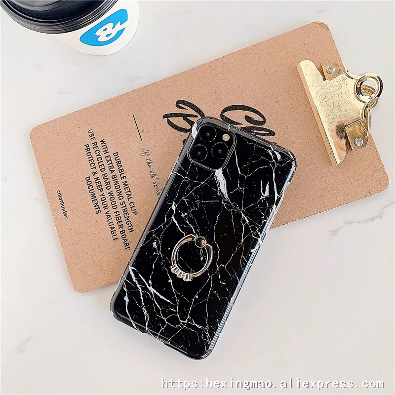 Модный мрамор с эффектом трещин чехол для телефона для iphone 11promax XR XAMAX чехол для iphone 6 7 8 Plus геометрический сращивающийся чехол s с кольцом - Цвет: Армейский зеленый