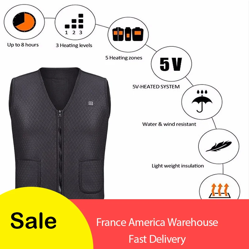 

Men Women Outdoor USB Infrared Heating Vest Jacket Winter Flexible Electric Thermal Clothing Waistcoat Sports Hiking dropship