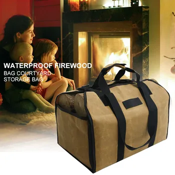

For Fireplaces Storage Log Carrier Bag Firewood Holder Indoor Outdoor Extra Large Waxed Canvas Camping Kitchen Portable Durable