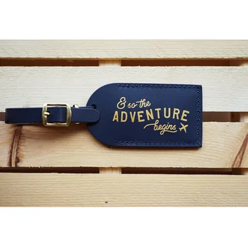

custom Bonded Leather Luggage Tag, And So the Adventure Begins, Wedding guest Favor, Bachelorette bridesmaid Gifts, Travel Gift