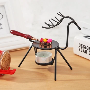 

Retro Sealing Wax Furnace Stove Pot Wood Handle Sealing Wax Spoon for Wax Sealing Decorative Wax Stamp Craft Gift