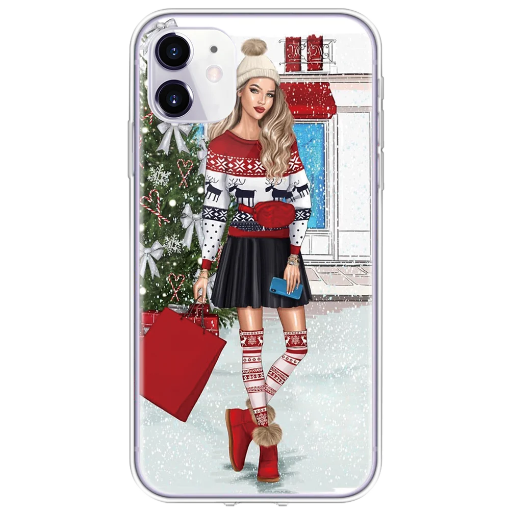 0csdhbao Merry Christmas Черный Коричневый чехол для девочки супер мама для TPU iPhone 11 Pro Max XR XS X XS Max 6 5se 7 8 Plus чехол новогодний чехол - Цвет: 0csdhbao