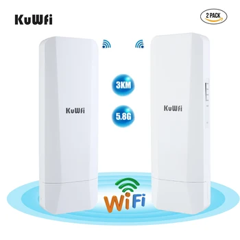 

KuWFi Outdoor 5.8G Wifi Router 900Mbps Wireless Bridge Wifi Repeater 3-5KM Long Range WiFi Coverage 14dBi High Gain Antenna