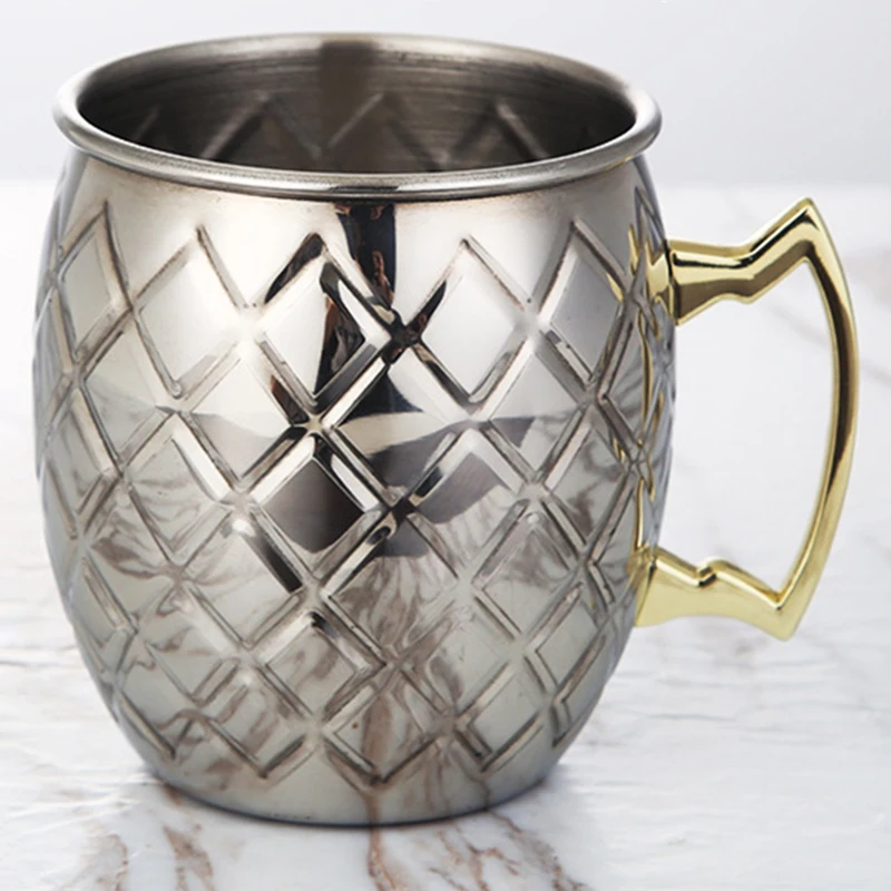 Stainless Steel 304 Mug Latticed / Hammered Style Drinking Cup 110cm High No Burr, No Hurt To Hands