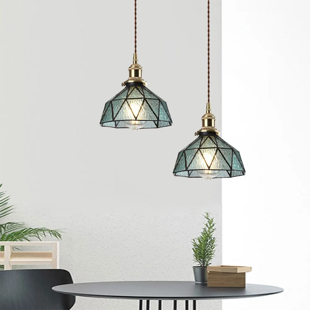 Nordic Винтаж led латунь фонаря ламповый патрон стеклянные абажуры для кухни для студентов, которые хотят для спальни прикроватный для прохода Подвесная лампа для ресторана