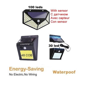 

LED Solar Light Lamp Outdoor PIR Motion Sensor Solar Power Panel Garden Light Night Security Street Yard Path Wall Lamp indoor h