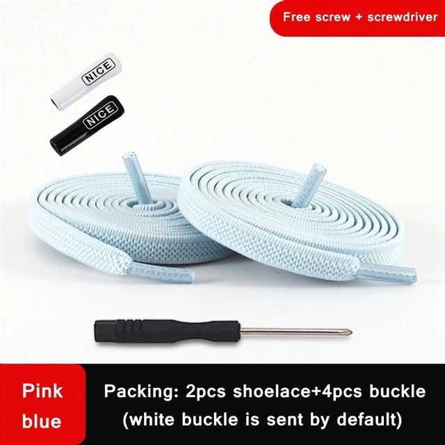 1 Pair No Tie Shoelace Elastic Shoelaces Leisure Sneakers Quick Flat Shoelaces Lazy Shoe Laces Nice Buckle Kids and Adult Unisex Pink blue