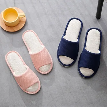 

Men Women Cotton Indoor Home Slipper Furnishing Floor Non-slip Soft Bottom Flat Shoe Couples Hotel Travel Spa Portable Slipper