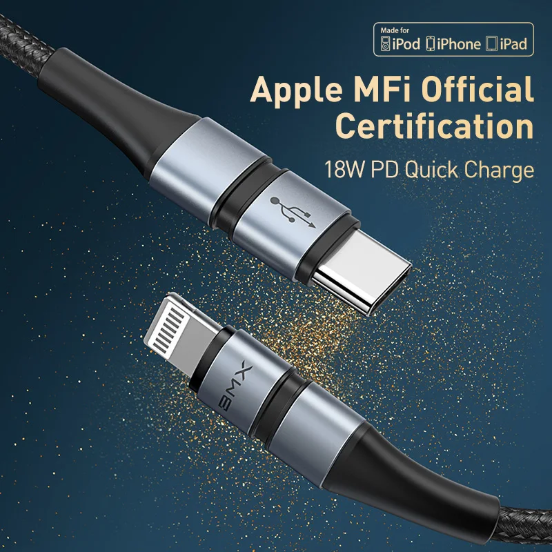 Skup BMX mif 18W PD kabel USB do szybkiego ładowania dla iPhone 11 Pro Max Xs Xr 8 Plus USB typu C do kabel ze świecącą końcówką dla iPad ładowarka przewód