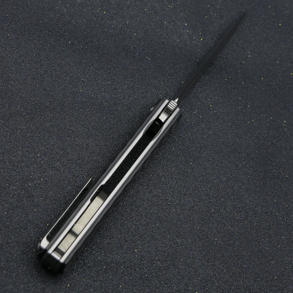 Kanedeiia mini Qwaiken Flipper folding knife carbon fiber handle D2 blade, outdoor sporting goods camping hunting EDC tool