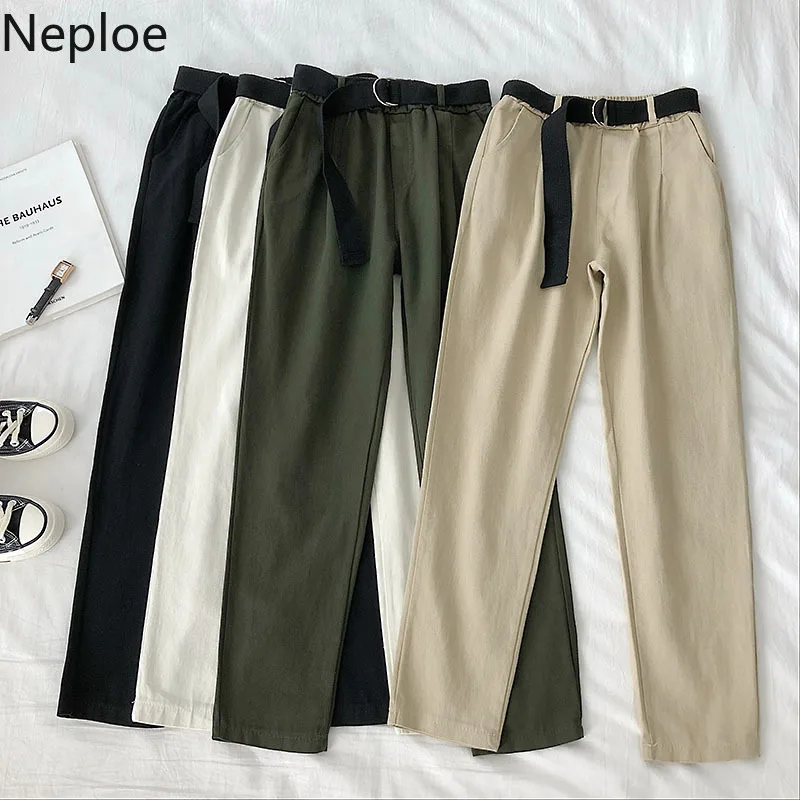 Neploe стиль сафари штаны по лодыжку Женские повседневные однотонные 2019 Harajuku