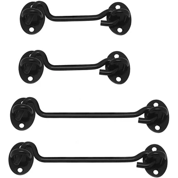 

Barn Door Latch, 4 Pack Cabin Hook and Eye Latch Easy Lock for Barn Door, Gate, Window (4 and 6 Inch)