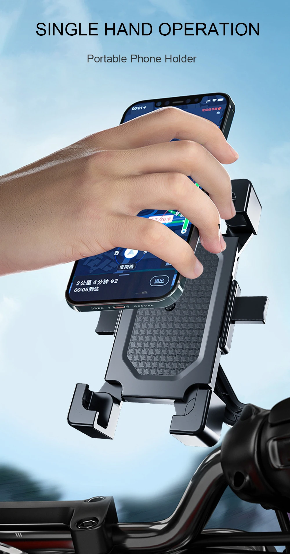 Motorcycle Bicycle Moto Bike Mobile Cell Phone Navigation Holder handlebar Rearview Mirror Mount Clip Bracket For iPhone Samsung