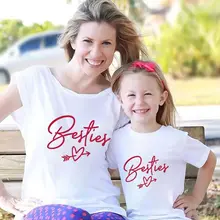 Одежда для маленьких девочек летняя одежда мама и я дочери футболка Cubitt любовь печати семья наряды сладкий сердце мама детская одежда